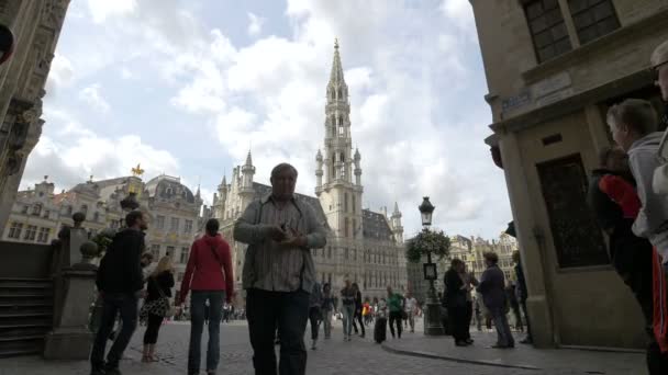 布鲁塞尔市政厅附近的人 — 图库视频影像