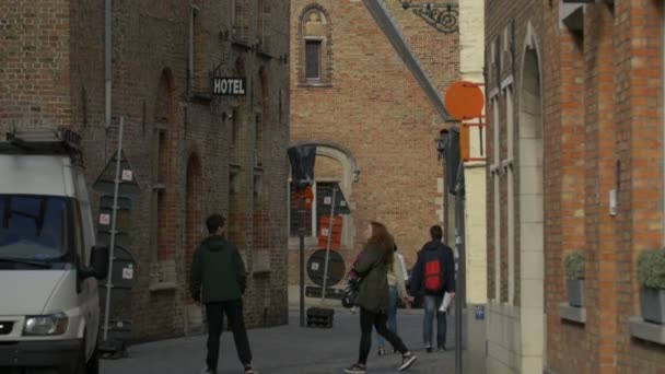 Buildings Korte Vuldersstraat Bruges — Stock Video