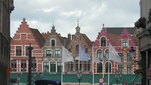 Prédios Market Square Bruges — Vídeo de Stock