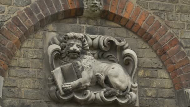 Lion Bas Relief Sur Mur Bâtiment — Video