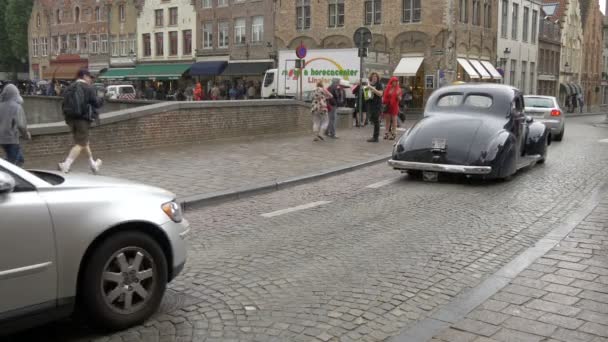 Auto Rijden Rozenhoedkaai Brugge — Stockvideo