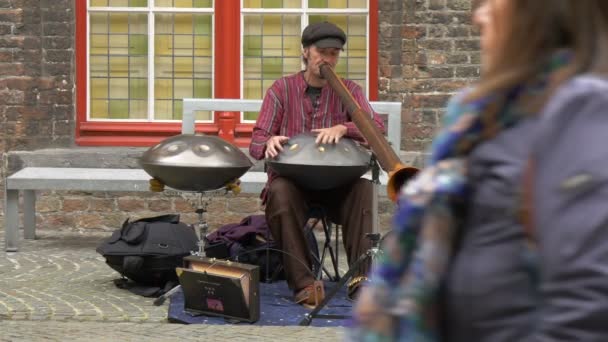 Sokak Şarkıcısı Korna Çalıyor Davul Çalıyor — Stok video