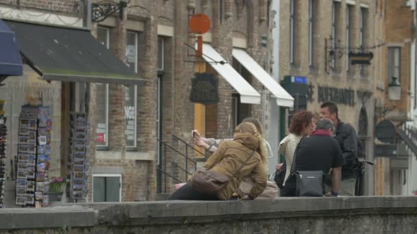 Bruges Deki Turistler Seyahat Konsepti — Stok video