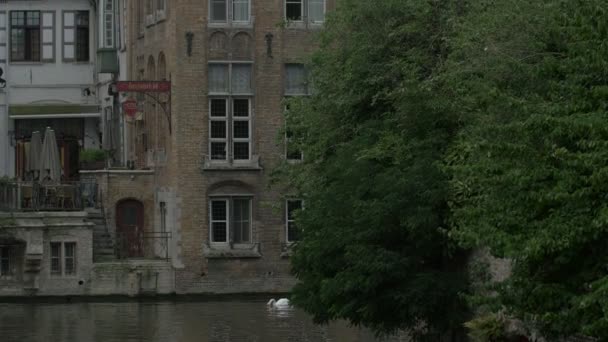 Inclinaison Bâtiments Médiévaux Près Canal Dijver — Video