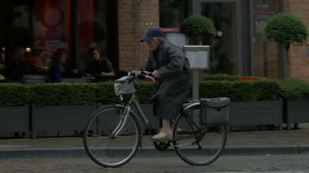 Ouderen Paar Paardrijden Fietsen — Stockvideo