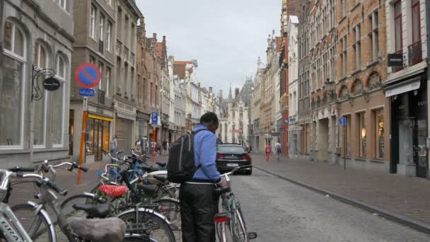 Οδός Steensrtaat Στη Bruges — Αρχείο Βίντεο