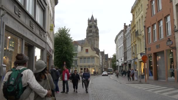 Negozi Edifici Steenstraat Bruges — Video Stock