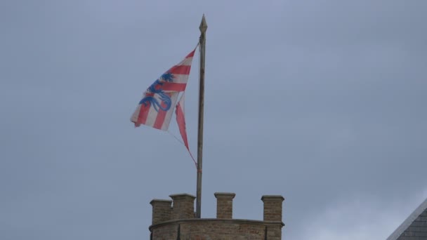 Bruges Flag Waving Wind — Stock Video