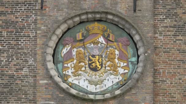 Sceau Royal Sur Mur Beffroi Bruges — Video