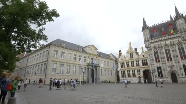 Edificios Importantes Burg Square Brujas — Vídeo de stock