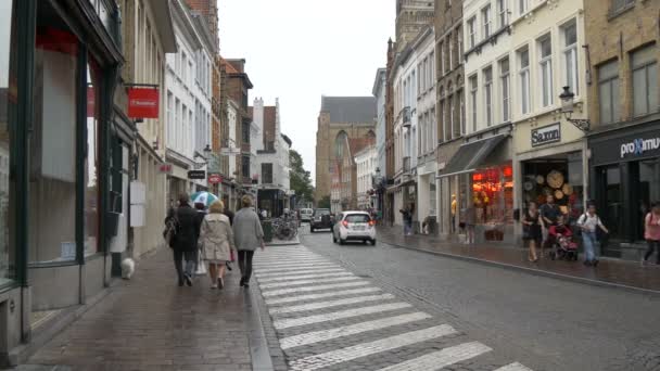 Οδός Bruges Ταξιδιωτική Έννοια — Αρχείο Βίντεο