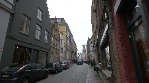 Bruges Şehrindeki Hoogstraat Caddesi — Stok video