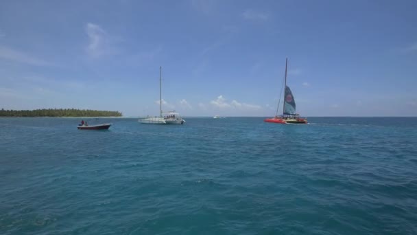 Catamaranes Navegando República Dominicana — Vídeo de stock