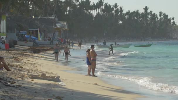 Golven Wassen Het Strand Punta Cana — Stockvideo