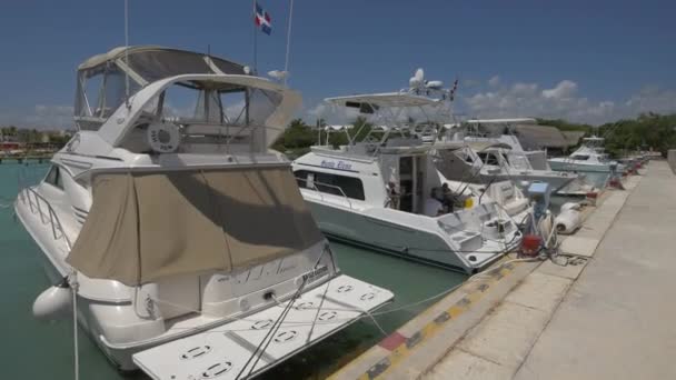 Barcos Ancorados Porto Punta Cana — Vídeo de Stock