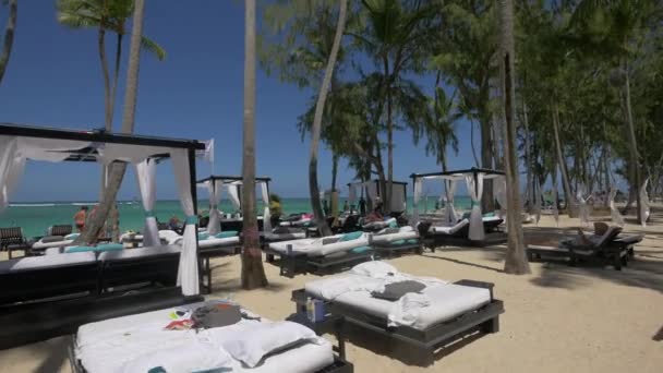 Stranden Canopy Beds Punta Cana — Stockvideo