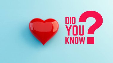 Kalp ikonu ve soruyu biliyor musun? Mavi arkaplan ve yardım kavramı.