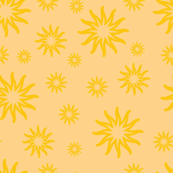 Seamless Pattern with Bright Yellow Sun — Stock Vector