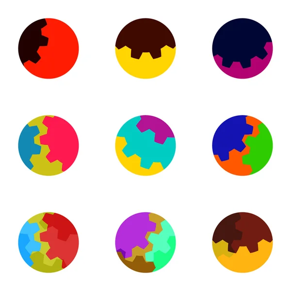 Juego de logos de engranajes abstractos coloridos — Archivo Imágenes Vectoriales
