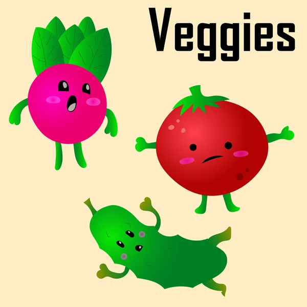 Cartoon vektor Illustration av roliga grönsaker — Stock vektor