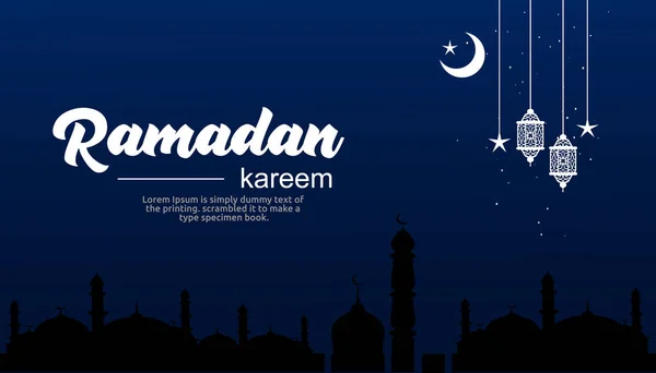 Modello Blu Ramadan Kareem Sfondo — Vettoriale Stock