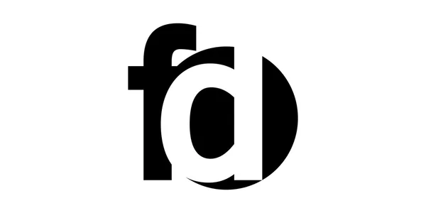 Monogram negatieve ruimte brief Logo fd, f d — Stockvector