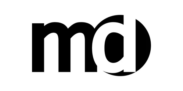 モノグラム否定的なスペース文字ロゴ md、m d — ストックベクタ