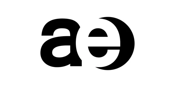 Логотип монограммы отрицательное космическое письмо ae, e — стоковый вектор