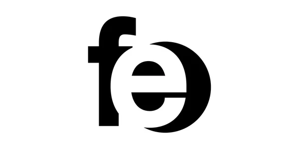 モノグラム否定的なスペース文字ロゴ fe、f e — ストックベクタ