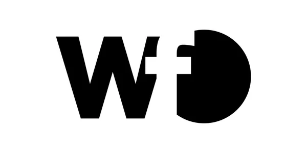 Μονόγραμμα αρνητικό χώρο λογότυπο επιστολή wf, w f — Διανυσματικό Αρχείο