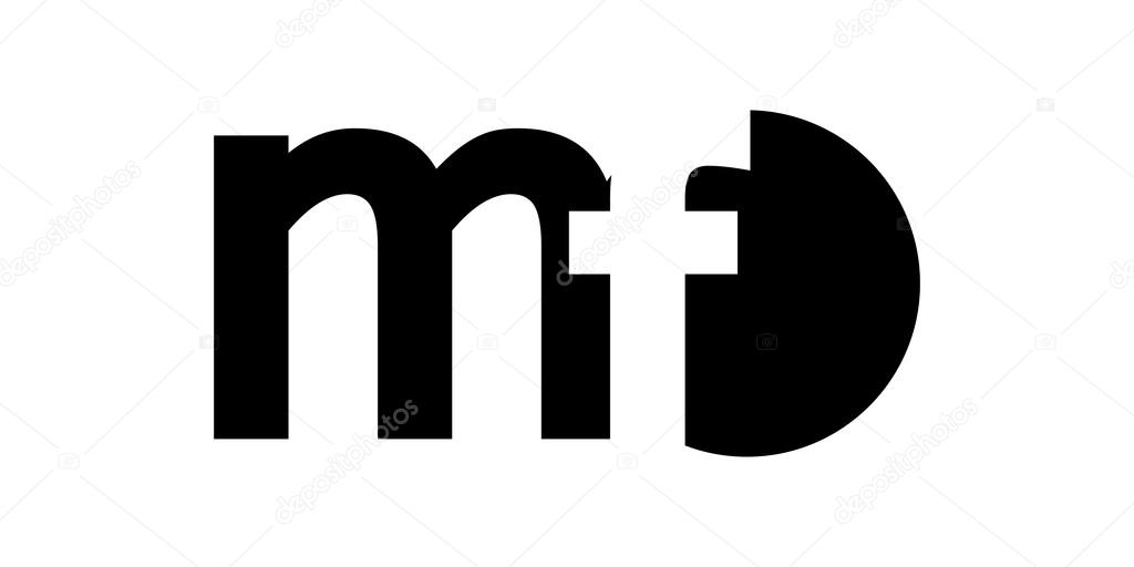 Monogram negative Space Letter Logo mf , m f