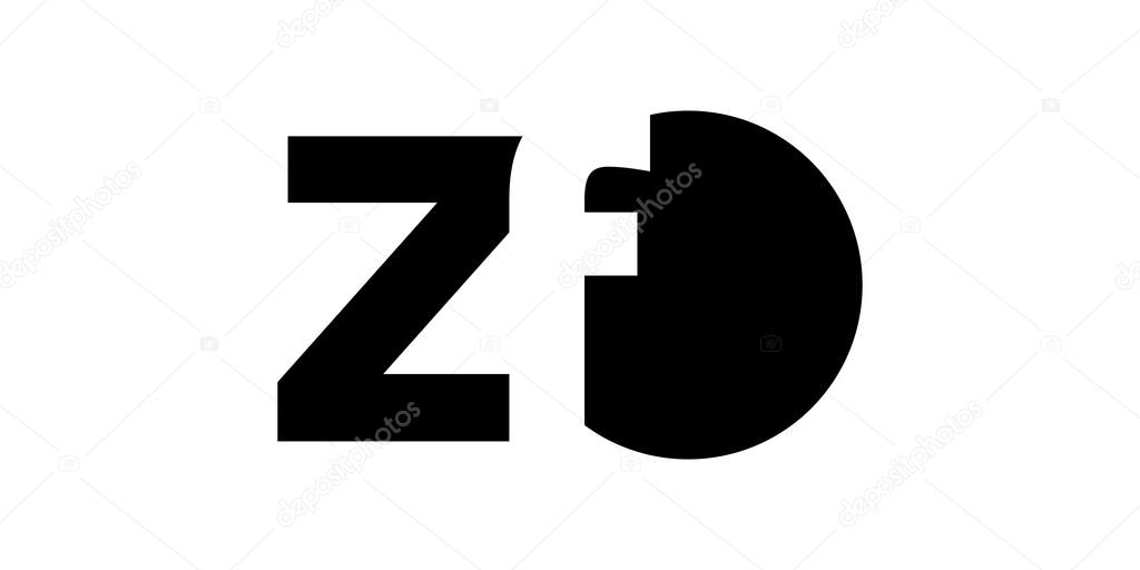 Monogram negative Space Letter Logo zf , z f