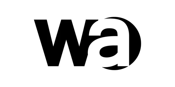 Monogram negativního kosmického písmene logo WA, w a — Stockový vektor