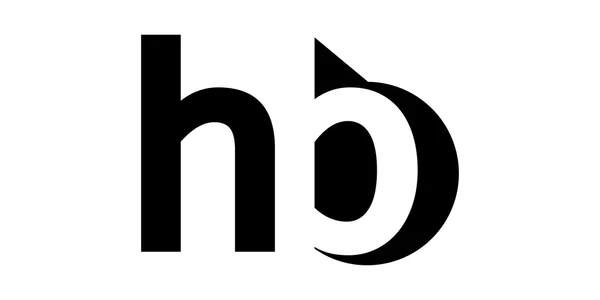 Monograma negativo Espacio Letra Logo hb, h b — Vector de stock