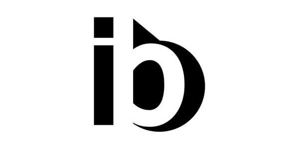 Monogram negative Space Letter Logo ib , i b — Stock Vector