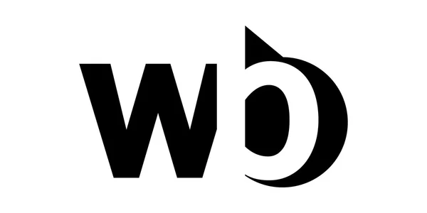 Monogramm negatives Leerzeichen Logo wb, w b — Stockvektor