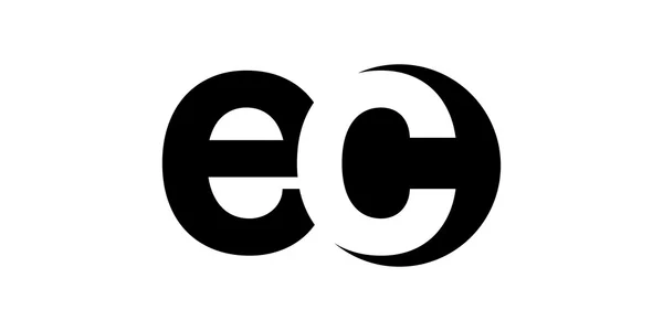 Monogram negatieve ruimte letter logo EC, e c — Stockvector