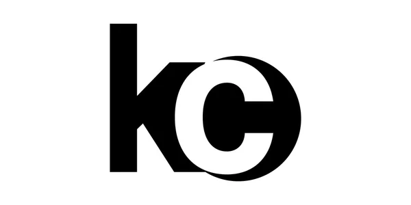 Monogram negativa mellanslag skrivelse logo KC, k c — Stock vektor