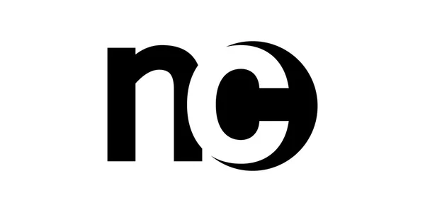 Monograma negativo Space Letter Logo nc, n c — Vetor de Stock