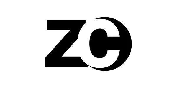 Monogramme négatif espace Lettre Logo zc, z c — Image vectorielle