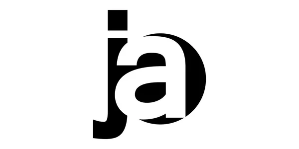 Monogramm negatives Leerzeichen Logo ja, j a — Stockvektor