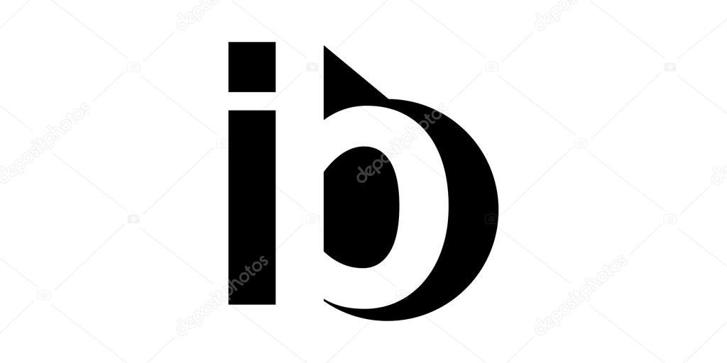 Monogram negative Space Letter Logo ib , i b