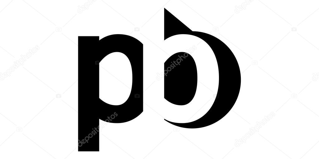 Monogram negative Space Letter Logo pb , p b