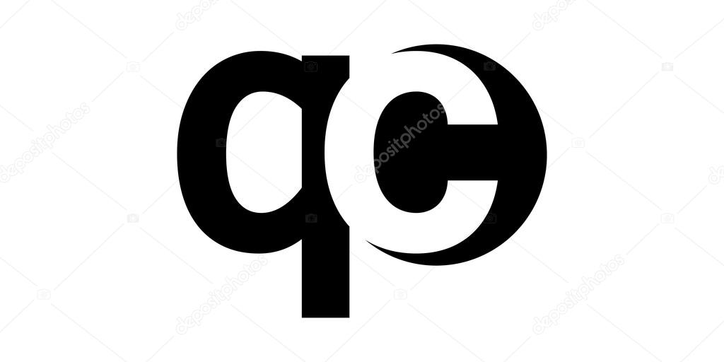 Monogram negative Space Letter Logo qc , q c