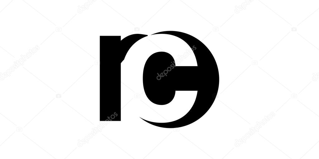 Monogram negative Space Letter Logo rc , r c