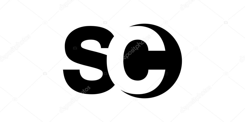 Monogram negative Space Letter Logo sc , s c