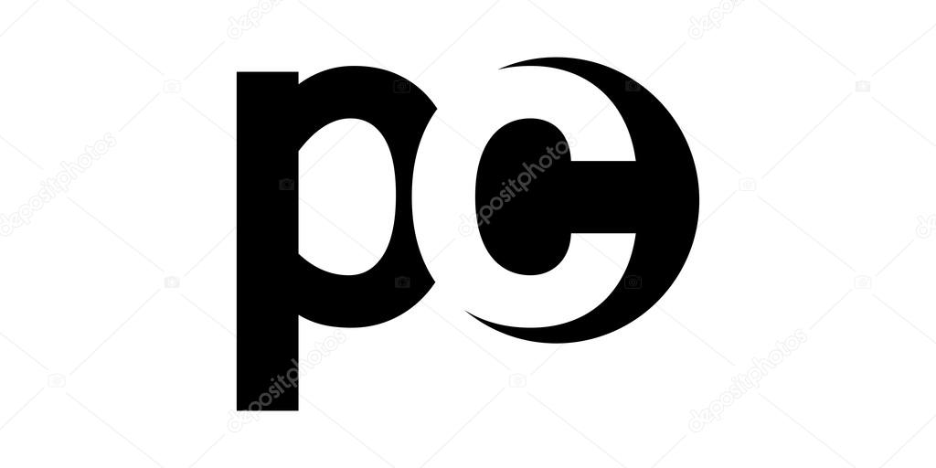 Monogram negative Space Letter Logo pc , p c