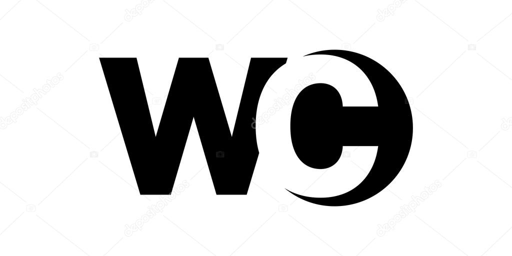 Monogram negative Space Letter Logo wc , w c