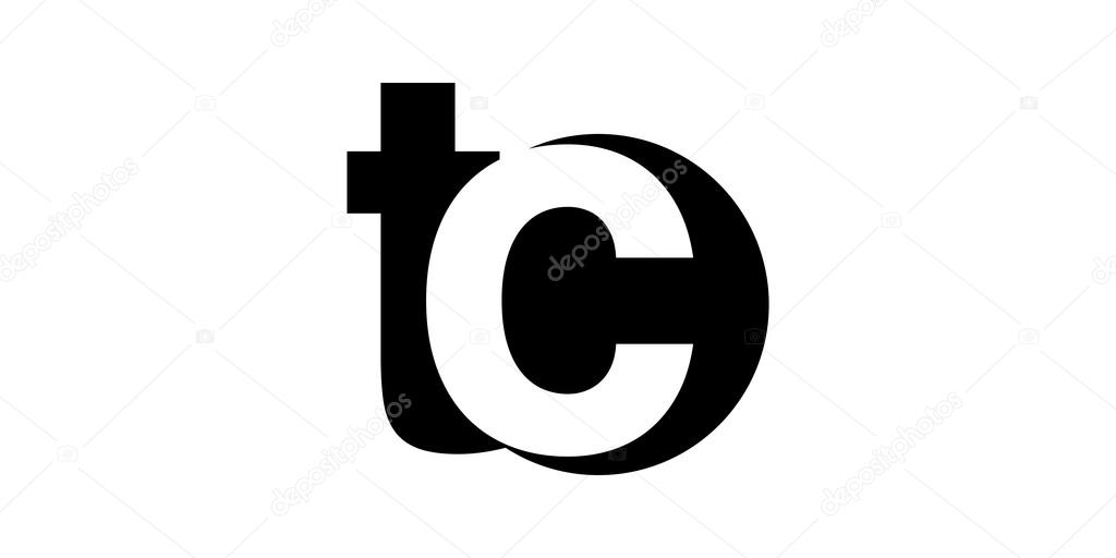 Monogram negative Space Letter Logo tc , t c
