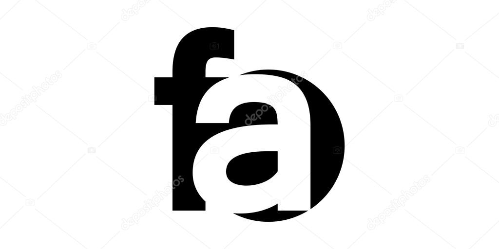 Monogram negative Space Letter Logo fa , f a